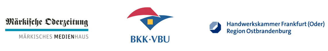 Logos der Märkischen Oderzeitung, der BKK VBU und Handwerkskammer Frankfurt (Oder)