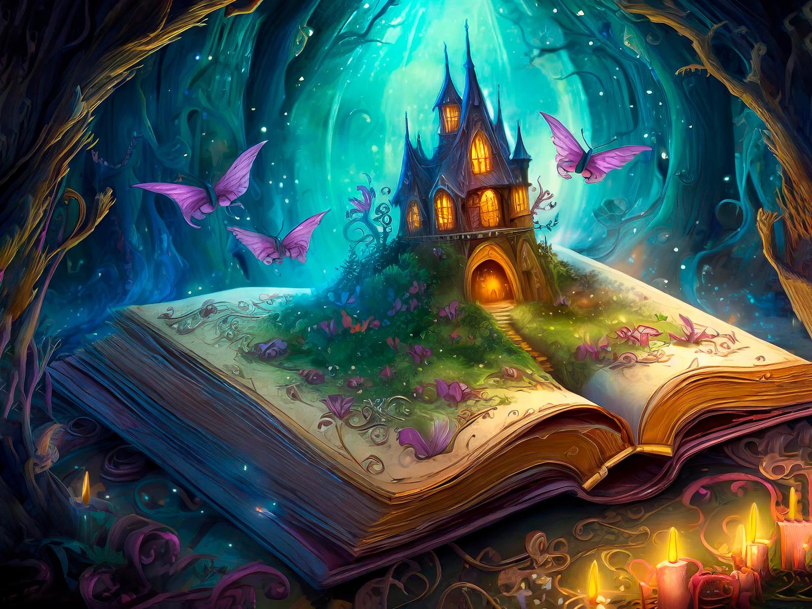 A storybook from which fanatical images emerge © Adobe Firefly