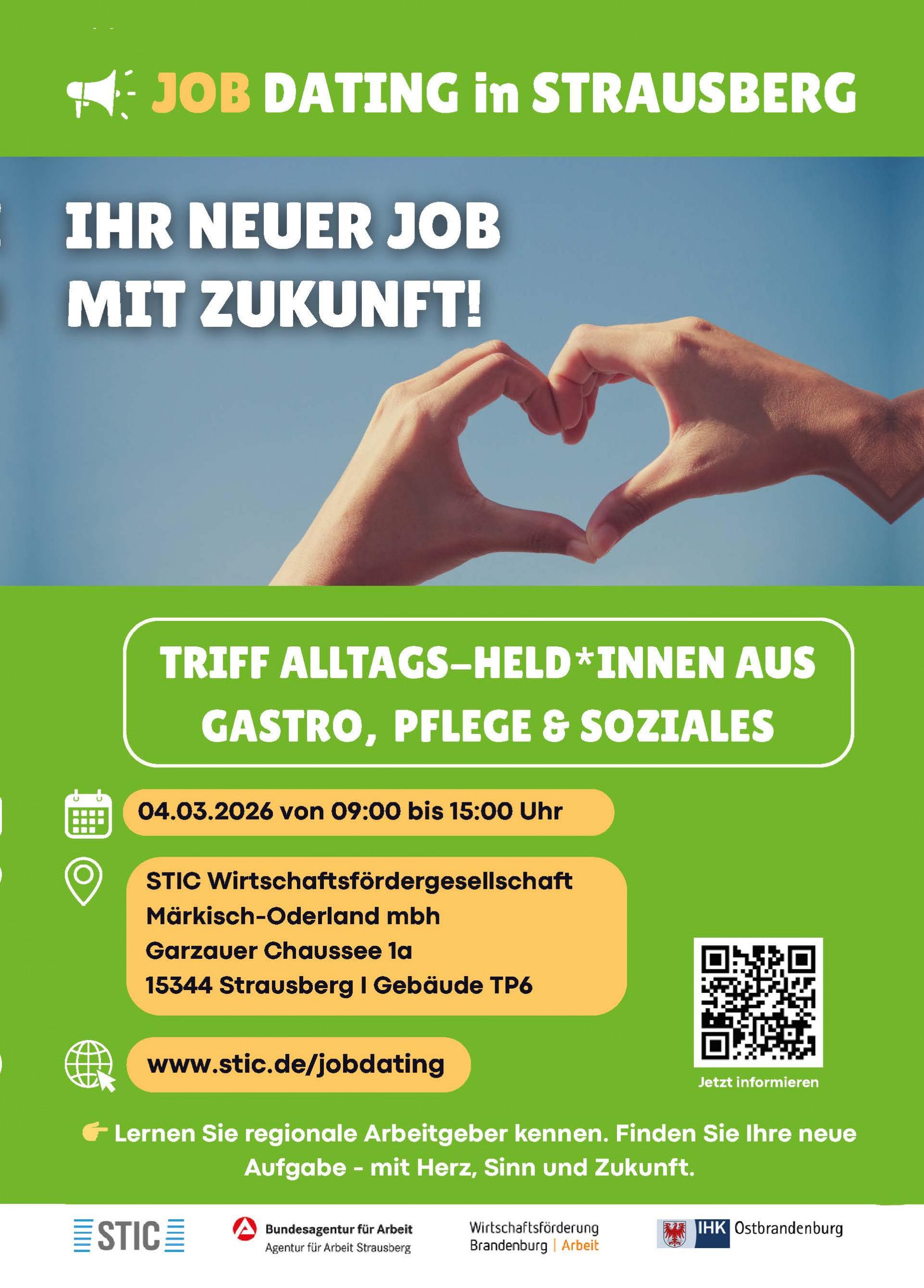 Flyer zum Job-Dating in Strausberg am 4. März 2026