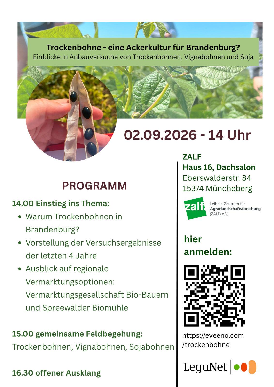 Programm zur Veranstaltung „Trockenbohnen - Eine Ackerkultur für Brandenburg?“