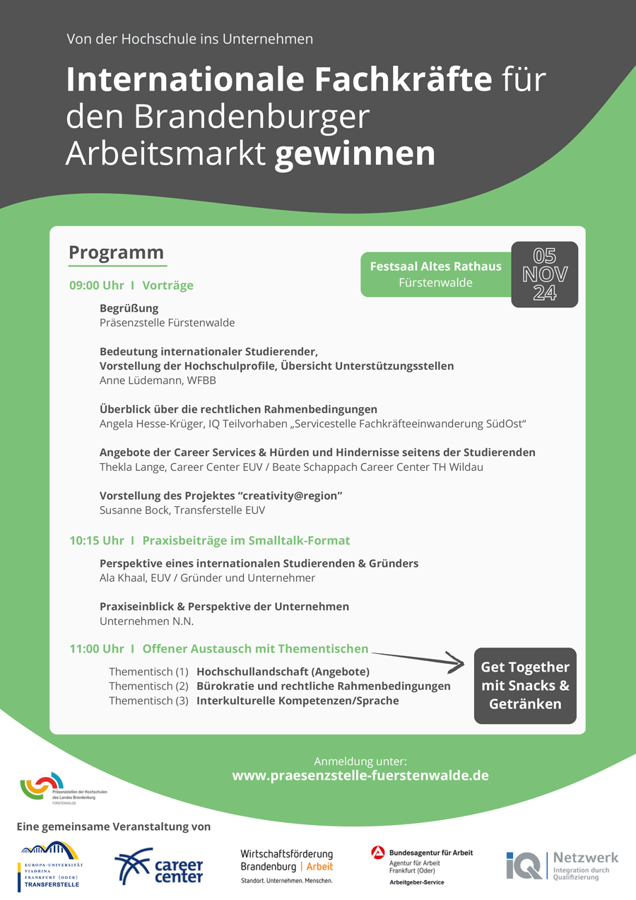 Program flyer for the event "From the university to the company"