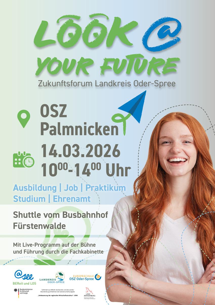 Plakat des Zukunftsforum Landkreis Oder-Spree – LOOK @ YOUR FUTURE 2026