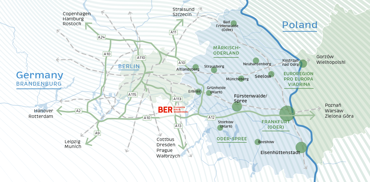 General map of Berlin, Märkisch-Oderland, Oder-Spree and Euroregion Pro Viadrina © fischundblume