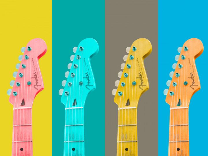 Teil einer Gitarre mehrfach nebeneinander im Pop Art-Stil © Rahul Yadav/Pixabay